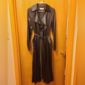 Fleur du Mal Grey Silk Trench Robe Grey